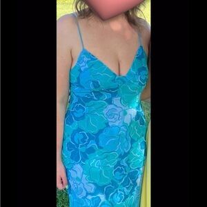 Hello Molly Blue Floral Backless Dress